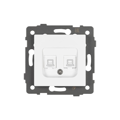 Механизм компьютерной розетки двойной SCT-MPC2-PL-WH-V (RJ-45, CAT6) (Arlight, -)