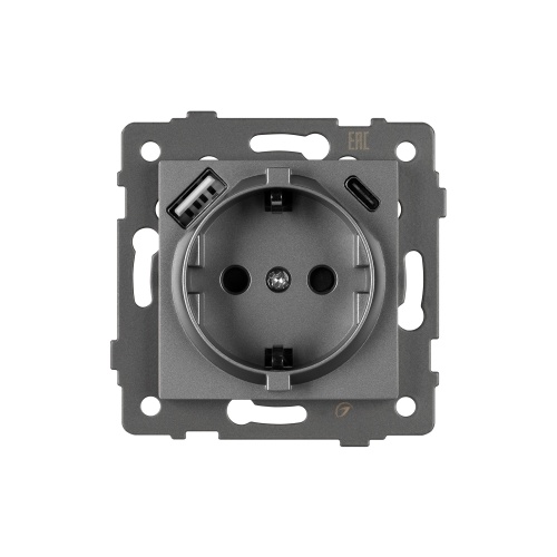 Механизм розетки с USB зарядкой SCT-MUAC-PL-GR-V (250V, 16A) (Arlight, -)