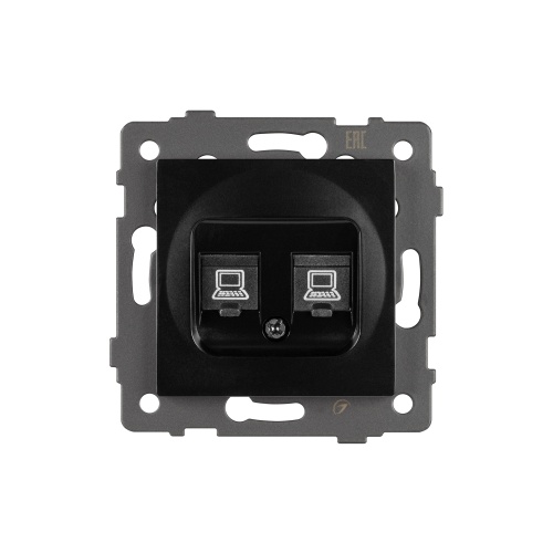 Механизм компьютерной розетки двойной SCT-MPC2-PL-BK-V (RJ-45, CAT6) (Arlight, -)