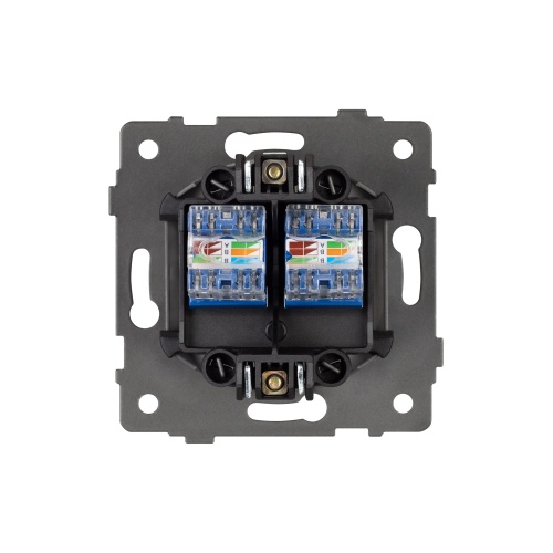 Механизм компьютерной розетки двойной SCT-MPC2-PL-BK-V (RJ-45, CAT6) (Arlight, -)