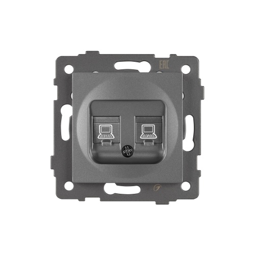 Механизм компьютерной розетки двойной SCT-MPC2-PL-GR-V (RJ-45, CAT6) (Arlight, -)