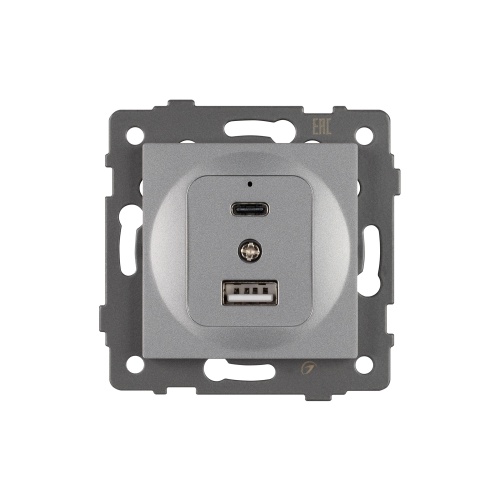 Механизм USB розетки SCT-MUAC-PL-GR-V (5V, 3A, QC4) (Arlight, -)