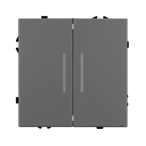 Механизм выключателя двухклавишный проходной LED SWT-NOBE-MKP2-SFPL-L-GR (230V, 10A) (Arlight, Серый базальт)