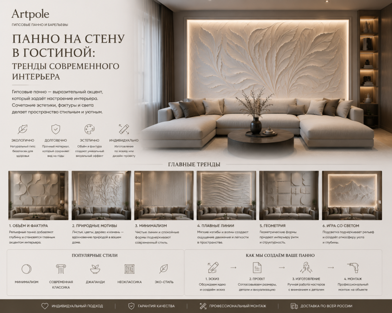 Панно на стену в гостиной: тренды современного интерьера