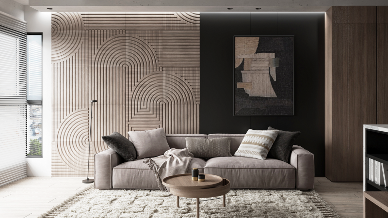 VECTOR PLATINUM — гипсовые панели с готовым покрытием с направленной геометрией