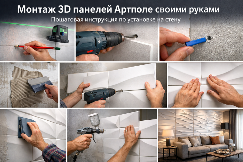 Монтаж 3D-панелей своими руками: пошаговая инструкция