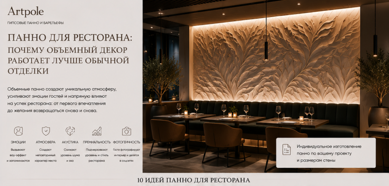 Панно для ресторана: почему объемный декор работает лучше обычной отделки