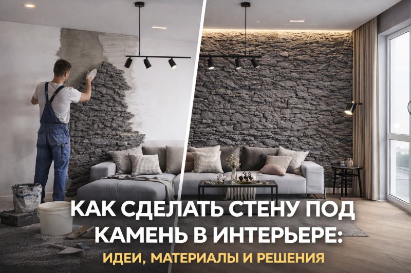 Как быстро сделать стену под камень в интерьере
