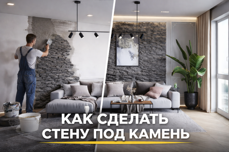 Как сделать стену под камень в интерьере