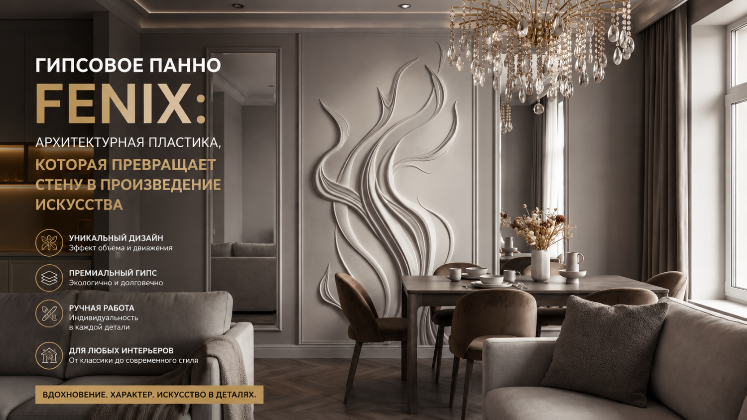 Гипсовое панно FENIX: архитектурная пластика, которая превращает стену в произведение искусства Гипсовое панно FENIX: архитектурная пластика, которая превращает стену в произведение искусства