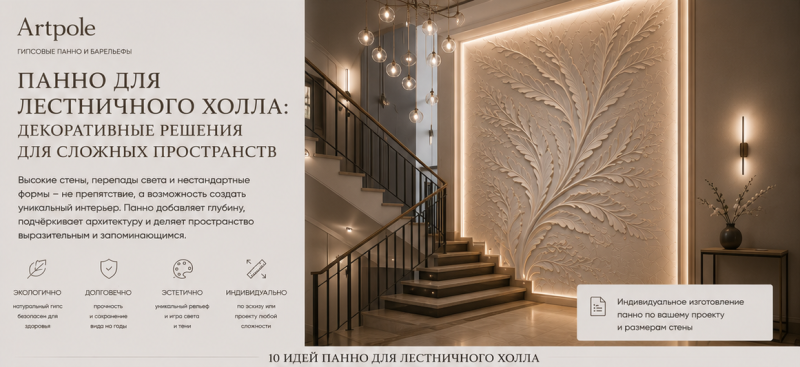 Панно для лестничного холла: декоративные решения для сложных пространств