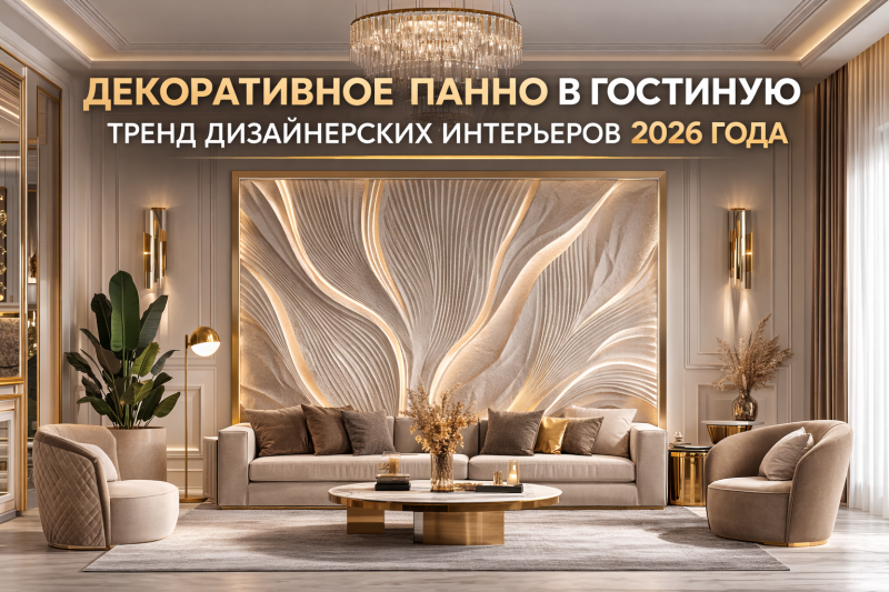 Декоративное панно в гостиную — тренд дизайнерских интерьеров 2026 года