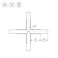 Крестовина PLS-LOCK-H25-Х90 BLACK (с экраном MAT-L) (Arlight, Металл)