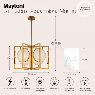 Люстра на штанге Marmo MOD099PL-06G