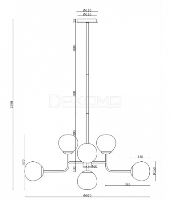 Люстра на штанге Erich MOD221-PL-08-G