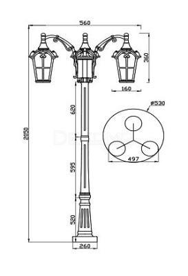 Фонарный столб Albion O413FL-03BZ