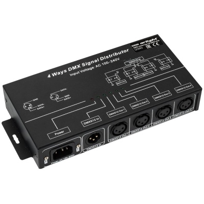 Контроллер-распределитель LN-DMX-4CH (230V) (Arlight, IP20 Металл, 1 год)