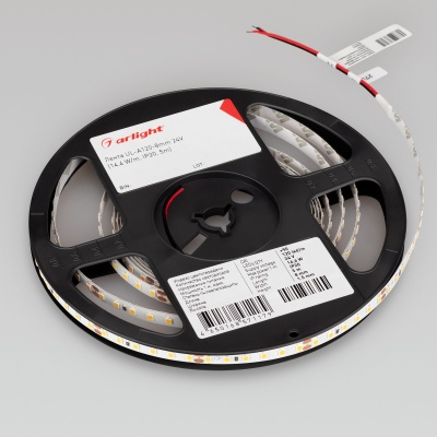 Лента UL-A120-8mm 24V Warm3000 (9.6 W/m, IP20, 5m) (Arlight, 7 лет)