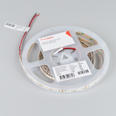 Лента UL-A176-8mm 24V Warm2400 (15 W/m, IP20, 5m) (Arlight, 7 лет)