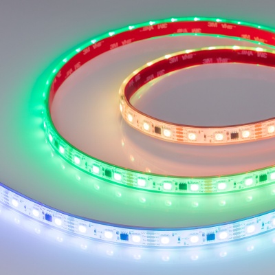 Лента герметичная SPI-PS-B60-12mm 12V RGB-PX3-BPT (12 W/m, IP67, 5060, 5m) (Arlight, бегущий огонь)
