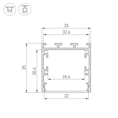 Профиль LINE-M-3535-2000 BLACK (Arlight, Алюминий)