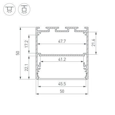 Профиль LINE-M-5050-3000 BLACK (Arlight, Алюминий)