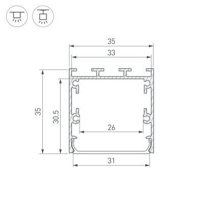 Профиль LINE-S-3535-3000 BLACK (Arlight, Алюминий)