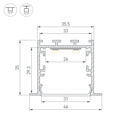 Профиль LINIA49-F-M-3000 BLACK (Arlight, Алюминий)