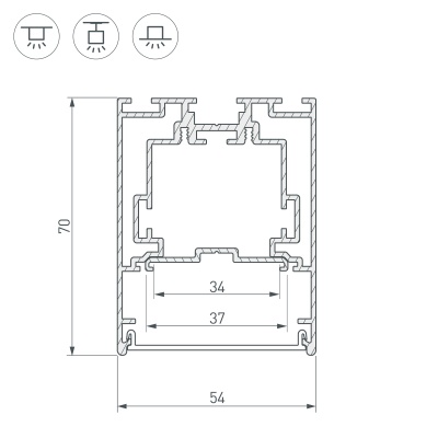 Профиль S2-LINE-5470-2500 SEAMLESS ANOD (Arlight, Алюминий)