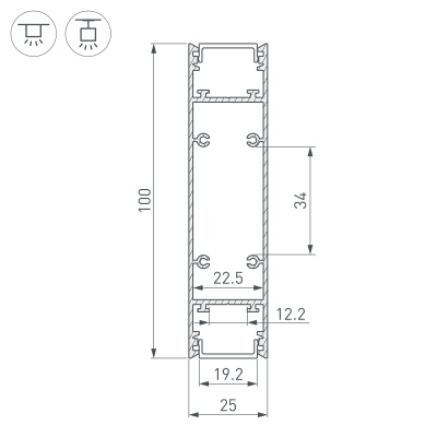 Профиль SL-LINE-25100-DUAL-2500 BLACK (Arlight, Алюминий)