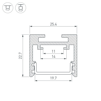 Профиль SL-LINE-2522-2500 BLACK (Arlight, Алюминий)