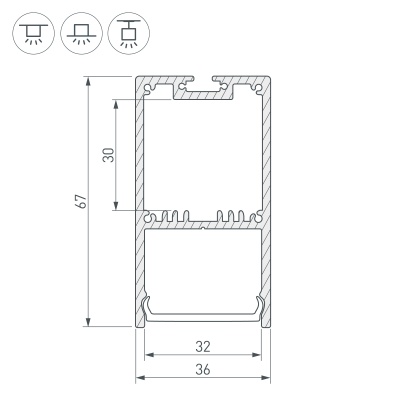 Профиль с экраном SL-LINE-3667-2500 WHITE+OPAL (Arlight, Алюминий)
