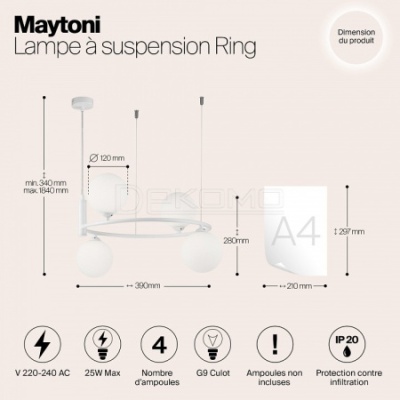 Подвесная люстра Ring MOD013PL-04W