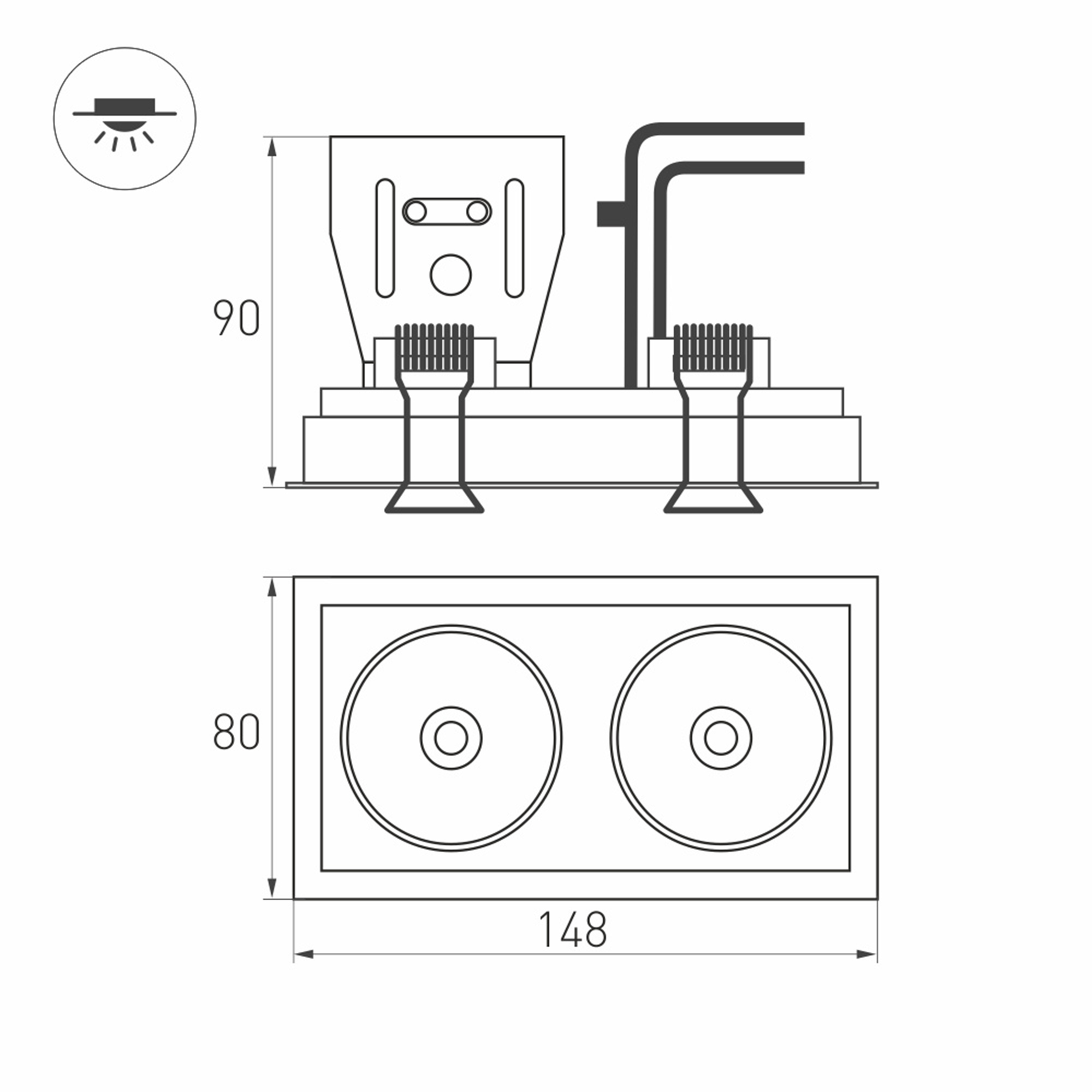 Светильник CL-SIMPLE-S148x80-2x9W Warm3000 (WH, 45 deg) (Arlight, IP20 Металл, 3 года) Arlight 026876