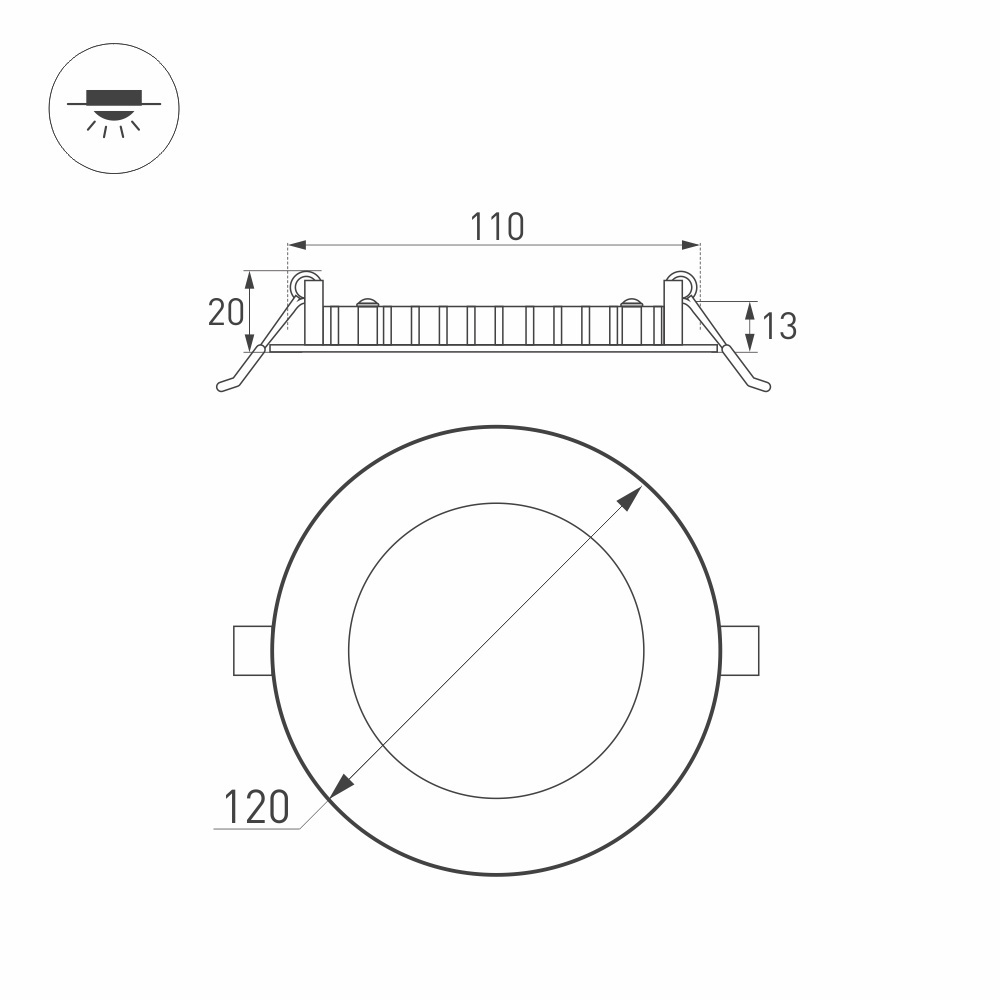 Светильник DL-120M-9W Warm White (Arlight, IP40 Металл, 3 года) Arlight 020107