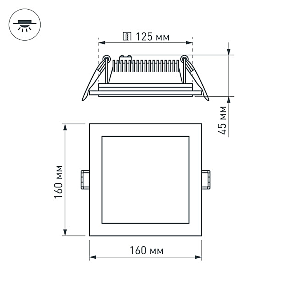 Светодиодная панель LT-S160x160WH 12W Warm White 120deg (Arlight, IP40 Металл, 3 года) Arlight 015562