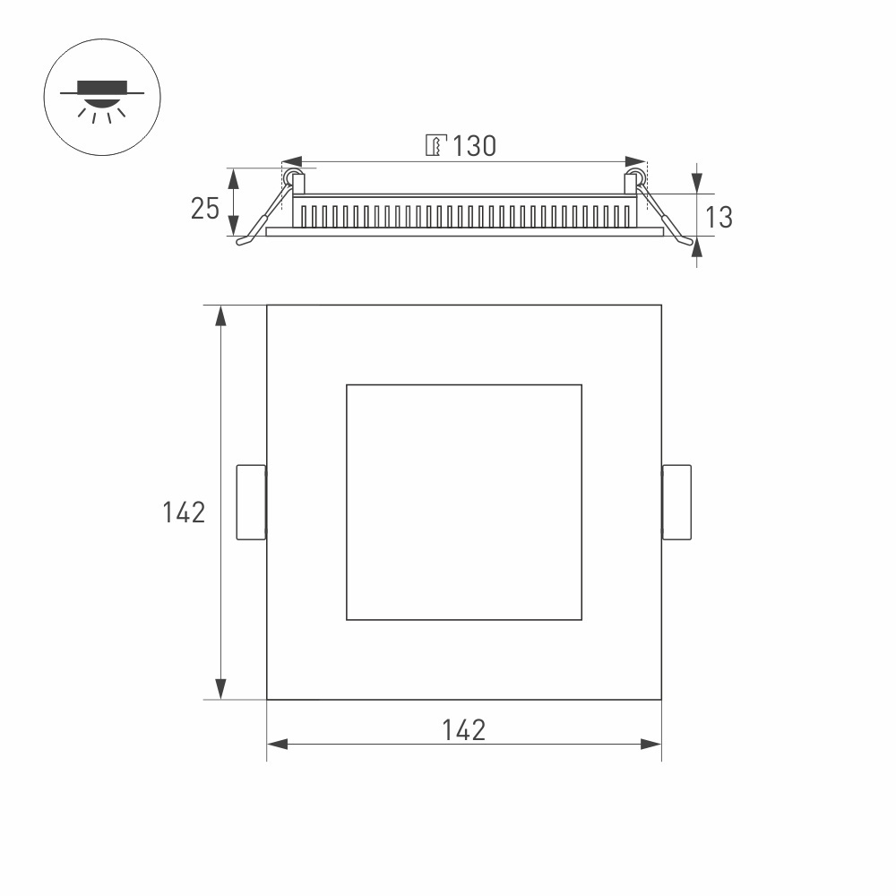 Светильник DL-142x142M-13W Warm White (Arlight, IP40 Металл, 3 года) Arlight 020130