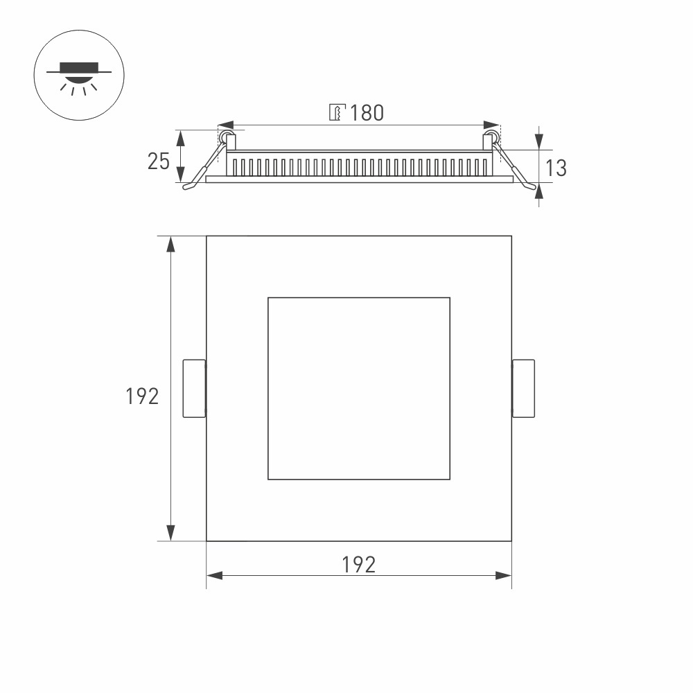Светильник DL-192x192M-18W Warm White (Arlight, IP40 Металл, 3 года) Arlight 020134