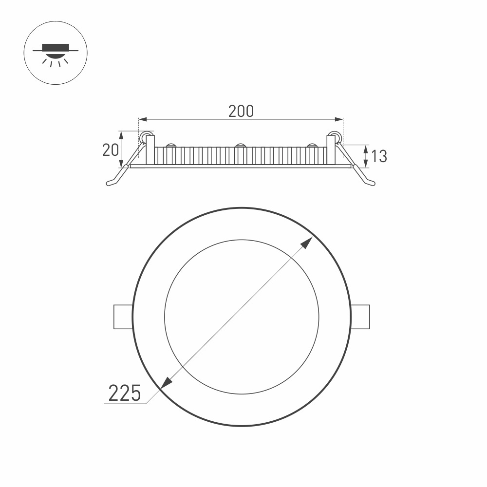Светильник DL-225M-21W Warm White (Arlight, IP40 Металл, 3 года) Arlight 020119