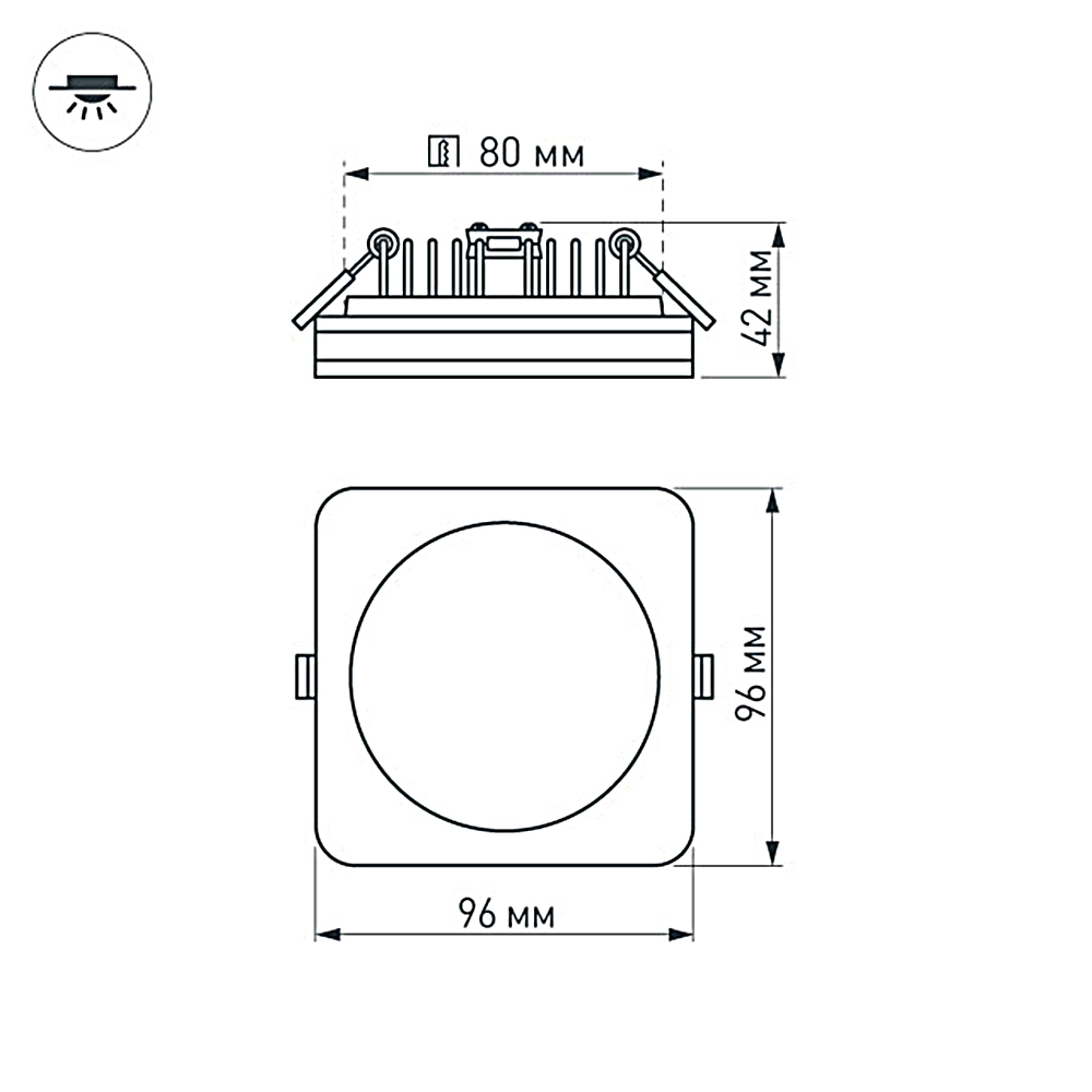 Светодиодная панель LTD-96x96SOL-10W Day White 4000K (Arlight, IP44 Пластик, 3 года) Arlight 017634