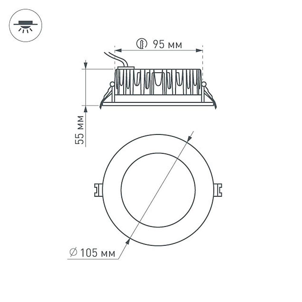 Светодиодный светильник LTD-105WH-FROST-9W Warm White 110deg (Arlight, IP44 Металл, 3 года) Arlight 021067
