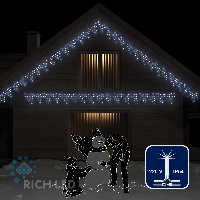 Светодиодная бахрома Rich LED, 3*0.5 м, белая, мерцающая, прозрачный провод,