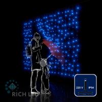 Светодиодный занавес Rich LED 2*1.5 м облегченный, синий, черный провод,