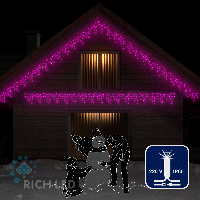 Светодиодная бахрома Rich LED, 3*0.5 м, влагозащитный колпачок, мерцающая, розовая, белый провод.