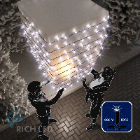 Светодиодная гирлянда Rich LED 10 м, 100 LED, 220 В, соединяемая, влагозащитный колпачок, белая, мерцающая, черный провод,