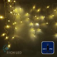Светодиодная бахрома Rich LED, 3*0.5 м, влагозащитный колпачок IP65, тепло белая, черный провод, Светодиодная бахрома Rich LED, 3*0.5 м, влагозащитный колпачок IP65, тепло белая, черный провод,