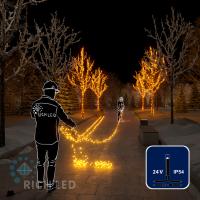 Светодиодная гирлянда Rich LED 5 Нитей по 20 м, 1000 LED, 24 В, желтая, черный провод, Светодиодная гирлянда Rich LED 5 Нитей по 20 м, 1000 LED, 24 В, желтая, черный провод,