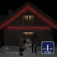 Светодиодная бахрома Rich LED, 3*0.5 м, красная, прозрачный провод,