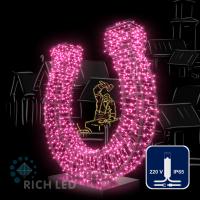 Светодиодная гирлянда Rich LED 10 м, 100 LED, 220 В, соединяемая, влагозащитный колпачок, розовая, белый провод,