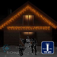 Светодиодная бахрома Rich LED, 3*0.5 м, влагозащитный колпачок, мерцающая, желтая, белый провод,